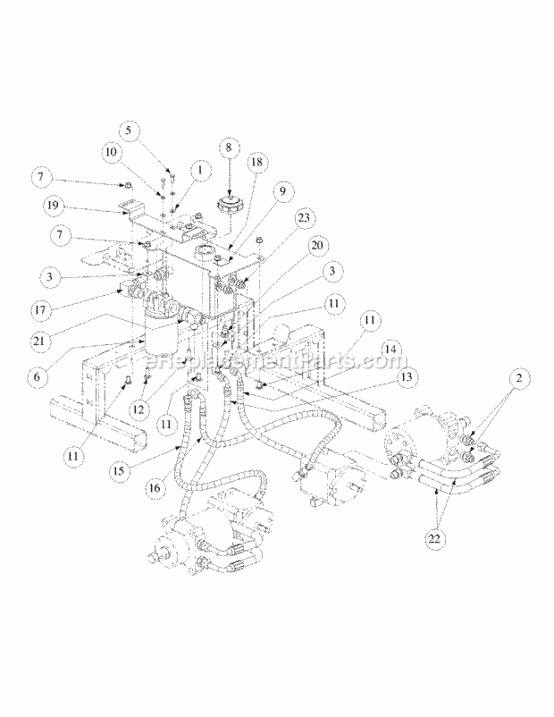 Hydro Tank And Hose Assembly Diagram and Parts List for M72-KW 53AB5GFZ750 Cub Cadet Sprayer